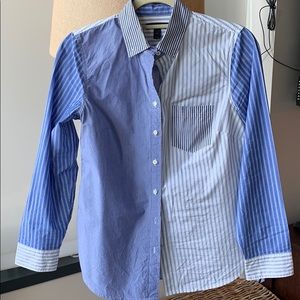 Blue striped button down. J.Crew, size 4P.